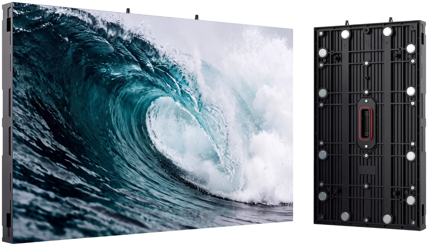 Dalle Element de 608 × 342 mm vue de face, une vague à l’écran, et son dos